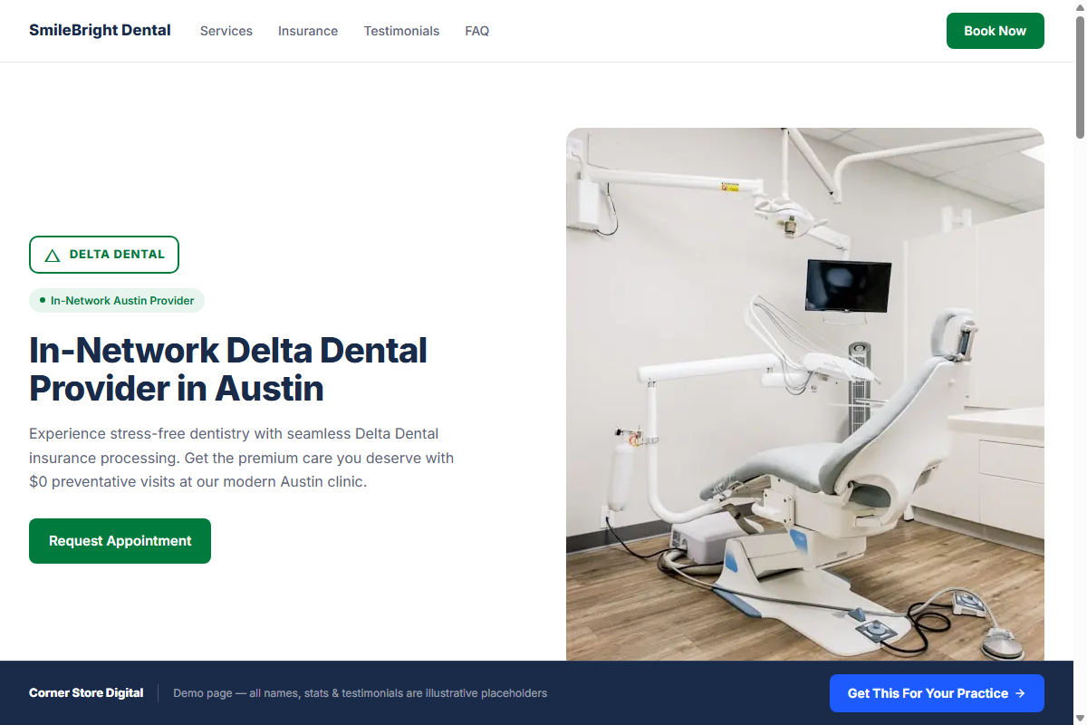 Delta Dental patient landing page example